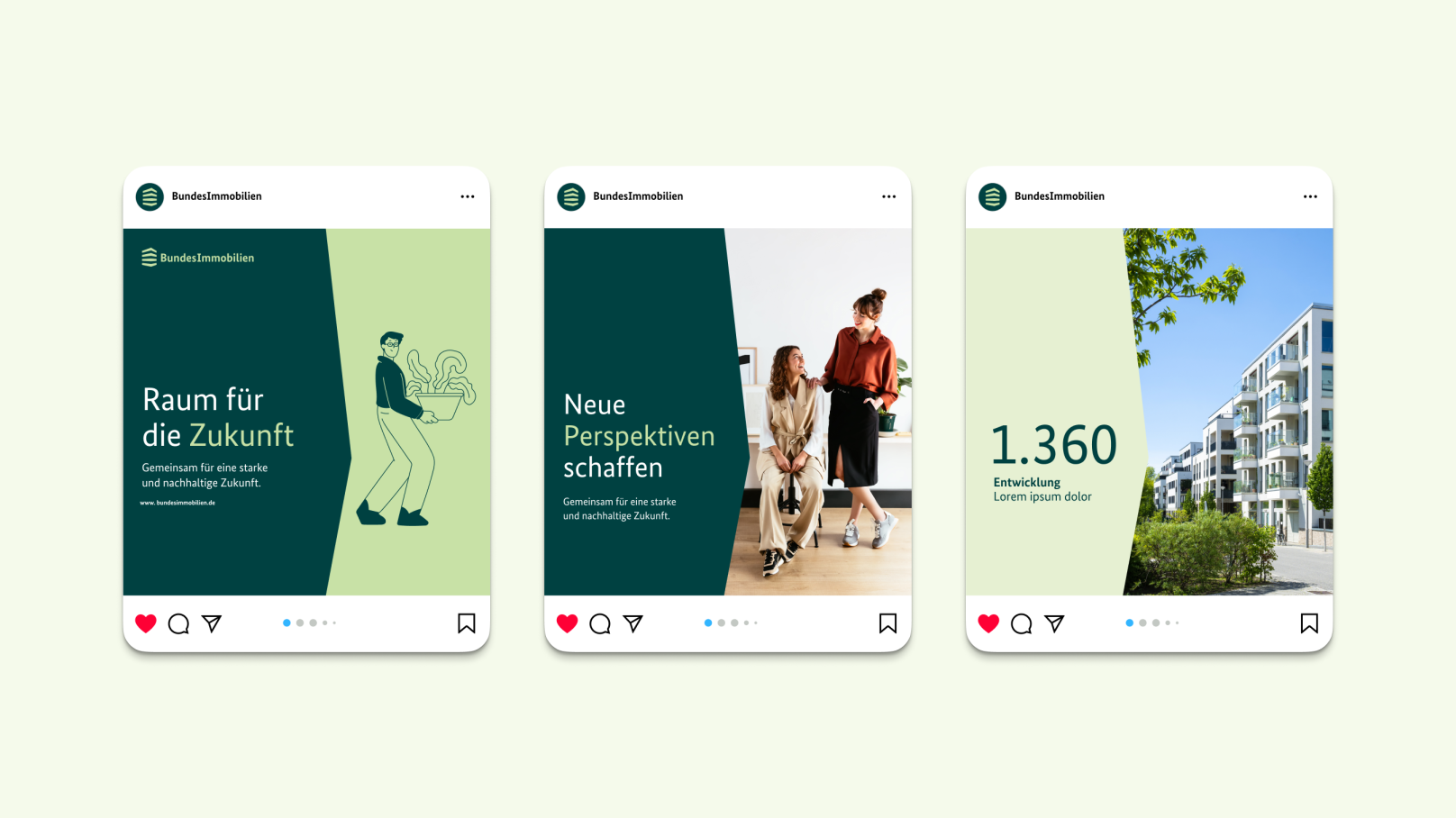 Drei verschiedene Social-Media-Beiträge. Alle zeigen den Umgang mit der Winkelfläche.